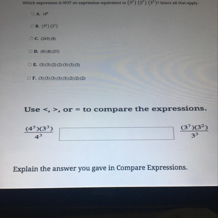 Which expression is NOT an expression equivalent to (32) (2) (33)? Select all that-example-1