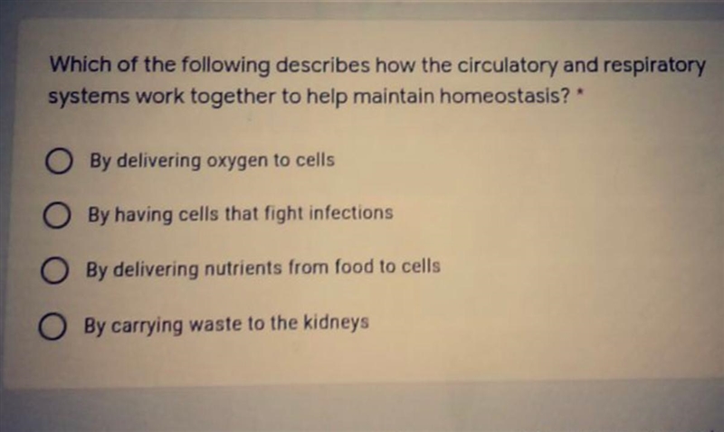 Which of the following describes how circulatory and respiratory systems work together-example-1