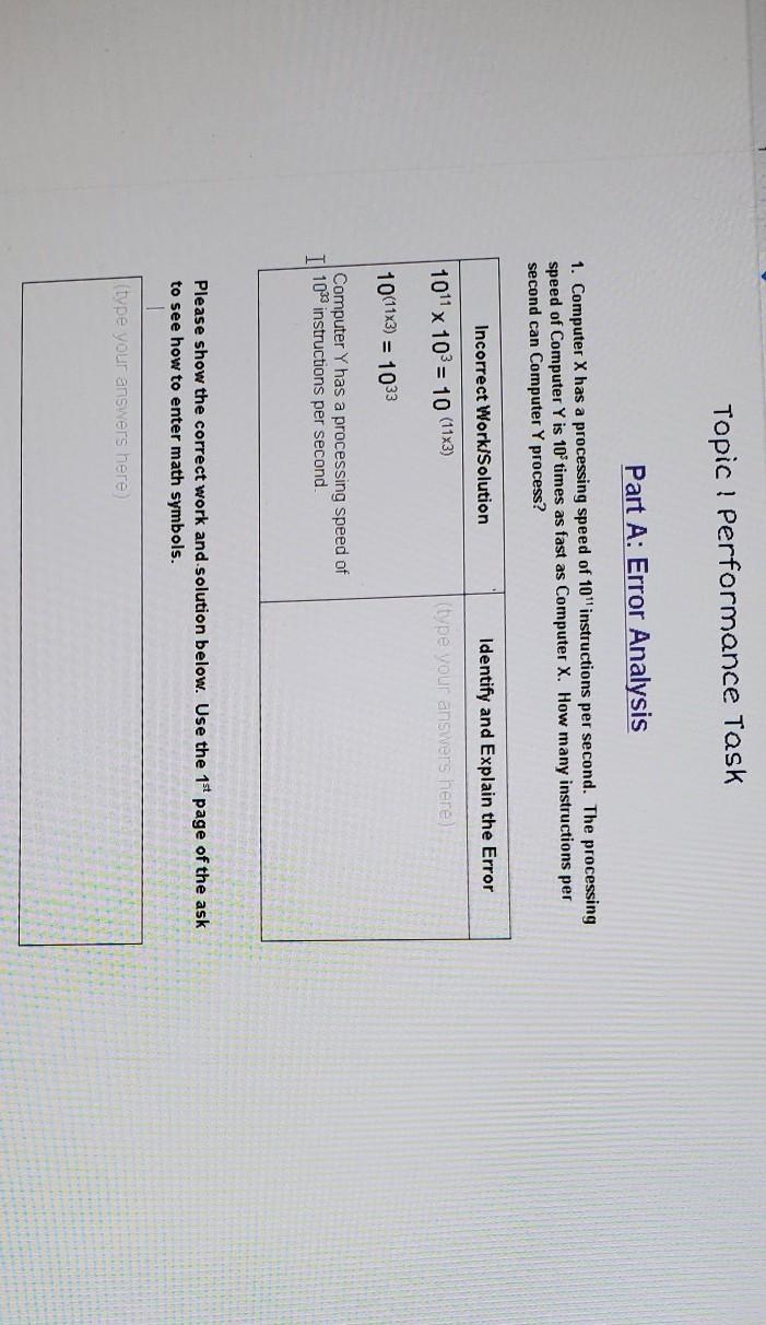 Topic 1 performance task. Part A: Error Analysis Please help me. ​-example-1