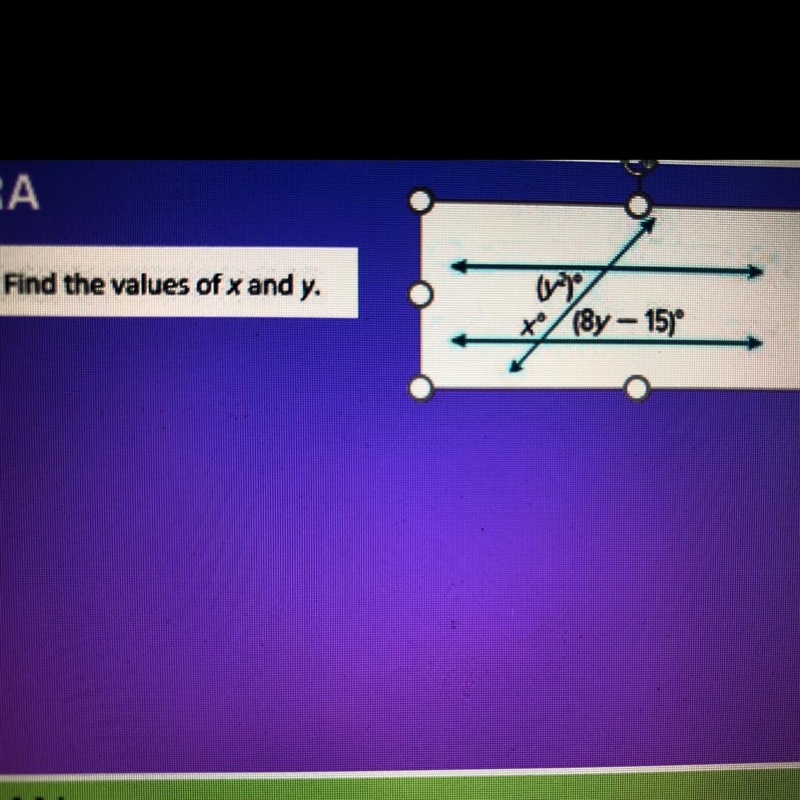 PERSEVERE Find the values of x and y,-example-1