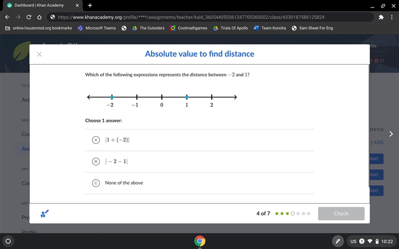 Absolute value to find distance-example-1