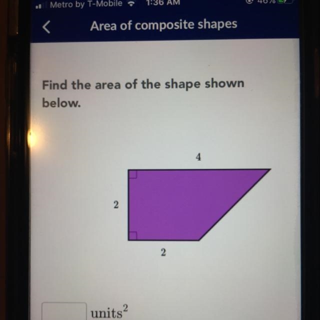 Find the area of the shape shown below.-example-1