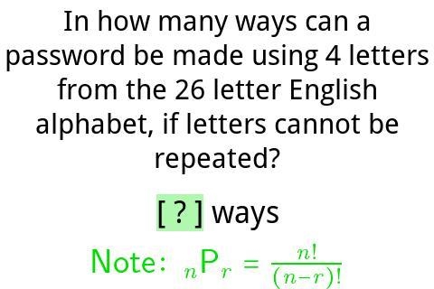 In how many ways can a password be made using 4 letters from the 26 letter English-example-1