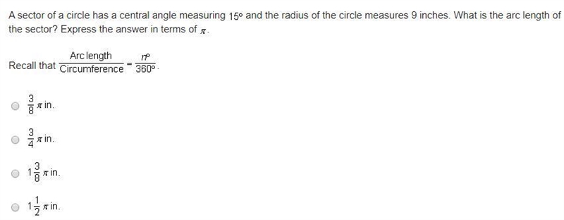 Please help! :) A sector of a circle has a central angle measuring 15 degrees and-example-1