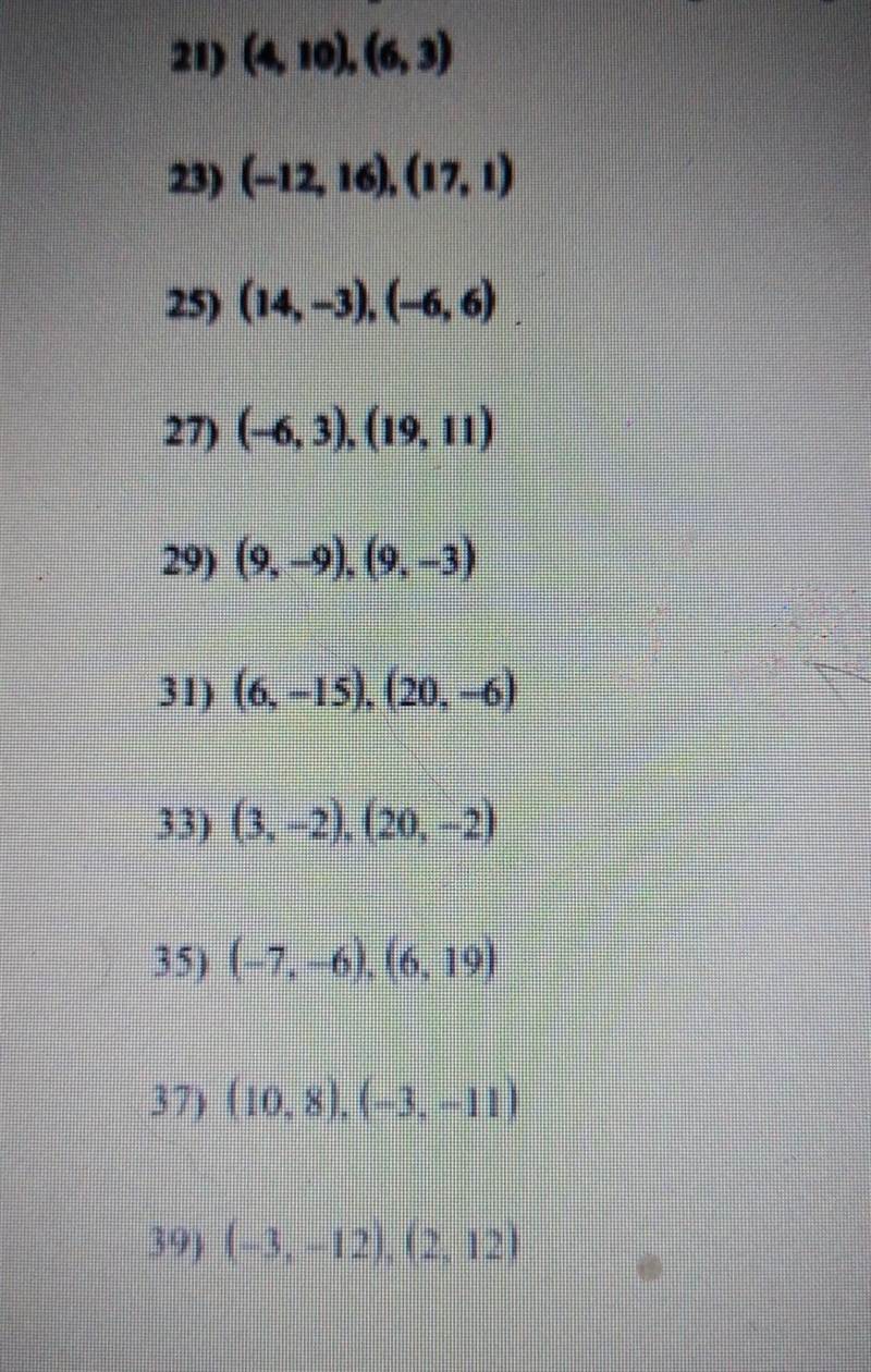 Find the slope of the line through each pair of points for questions 21 to 39​-example-1