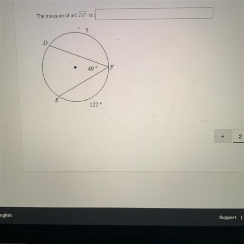 The measure of arc DF is-example-1