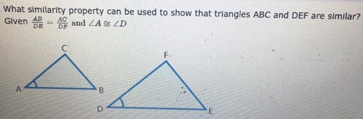 Question in the photo. Answers: A.) ASA B.) SSS C.) SAS D.) AA-example-1