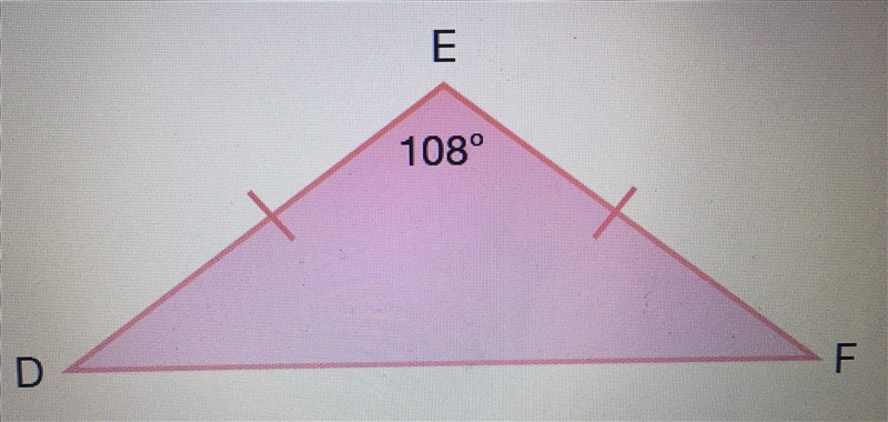 Find the base angles of the figure below. A.) 72° B.) 108° C.) 36° D.) 54°-example-1