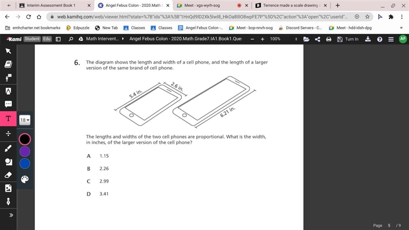 The diagram shows the length and width of a cell phone, and the length of a larger-example-1