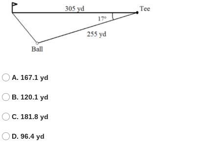 The tee for the sixth hole on a golf course is 305 yards from the tee. On that hole-example-1