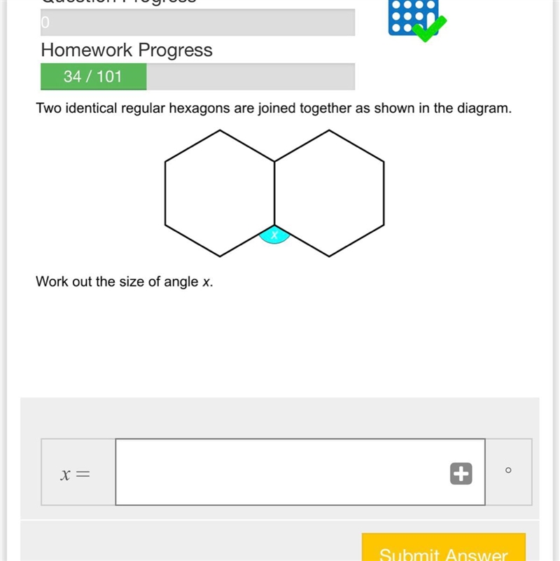 What is the size of angle x ?-example-1