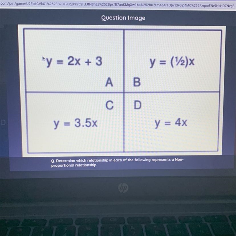 What which relationship in each of the following represents a Non-proportional relationship-example-1