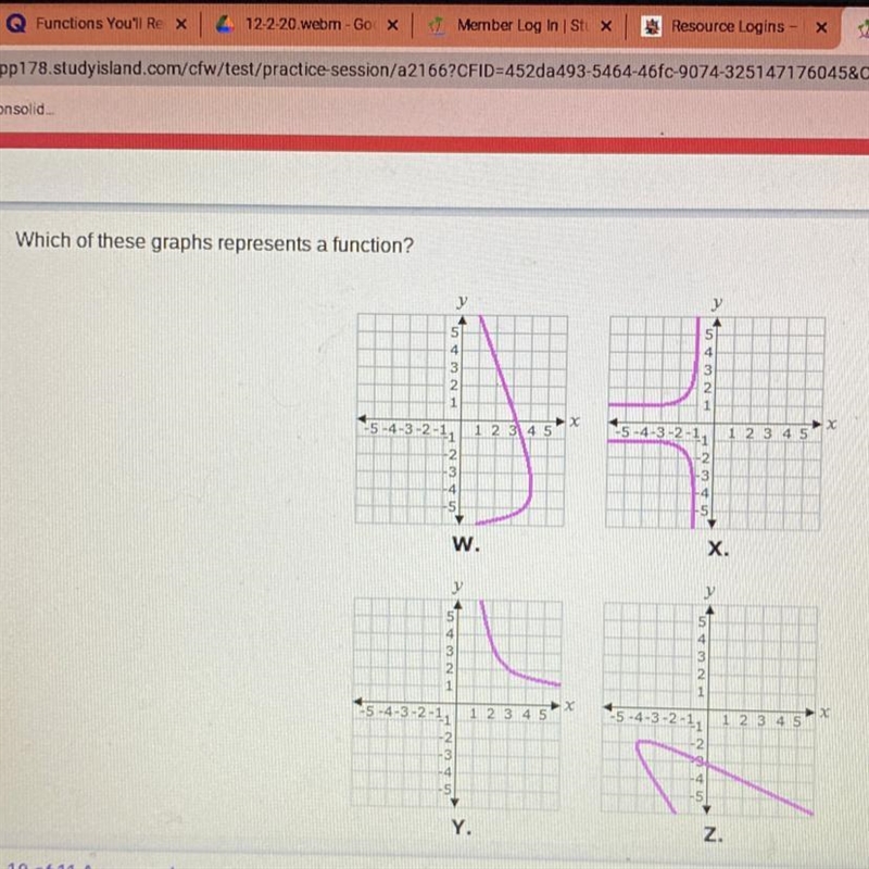 Which of these graphs represents a function-example-1