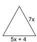 An equilateral triangle is shown below. What is the value of x?-example-1