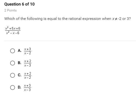 Which of the following is equal to the rational expression when x*-2 or 3? X^2 +5x-example-1