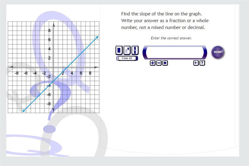 HELP 10 POINTS!! Find the slope of the line on the graph. Write your answer as a fraction-example-1