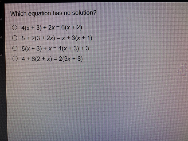 Which equation has no solution?-example-1