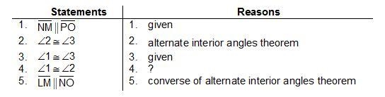 Given: Line segment N M is parallel to line segment P O. and Angle 1 is-congruent-example-2