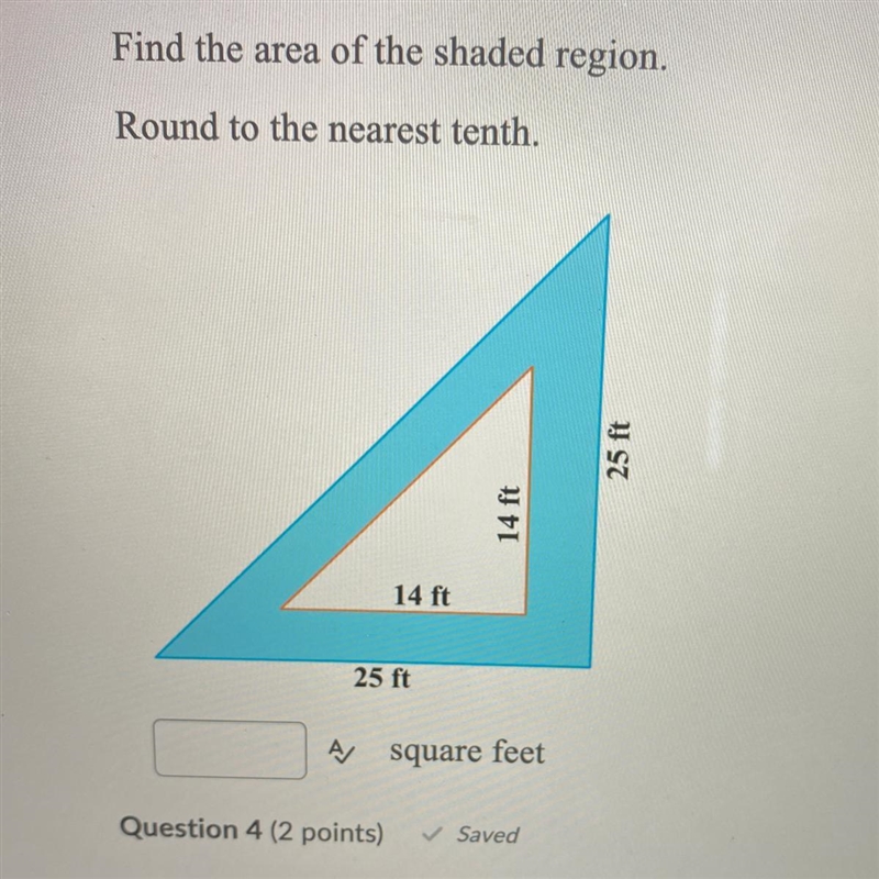 Find the area of the shaded region. Round to the nearest tenth.-example-1