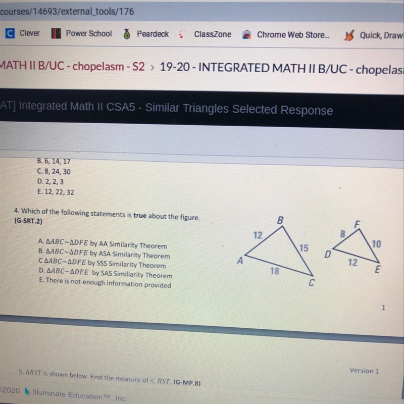 PLEASE HELP!! Which of the following is statements is TRUE about the figure. A. △ABC-example-1