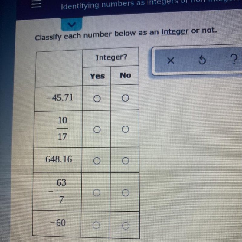 Help! I need to classify each of these numbers-example-1