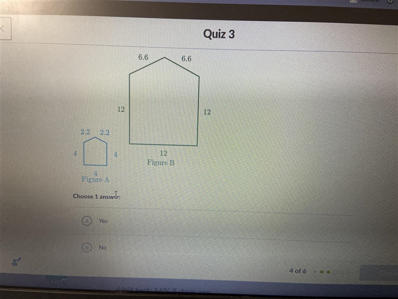 Is figure B and scale copy of figure A?-example-1