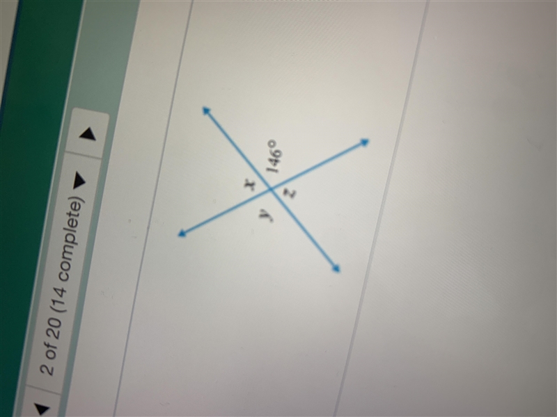 Find the measures of angles x, y, and z in the figure-example-1