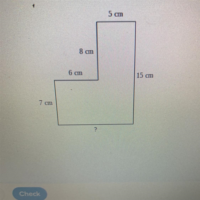 Find the missing length. Assume that all intersecting sides meet at right angles. Be-example-1