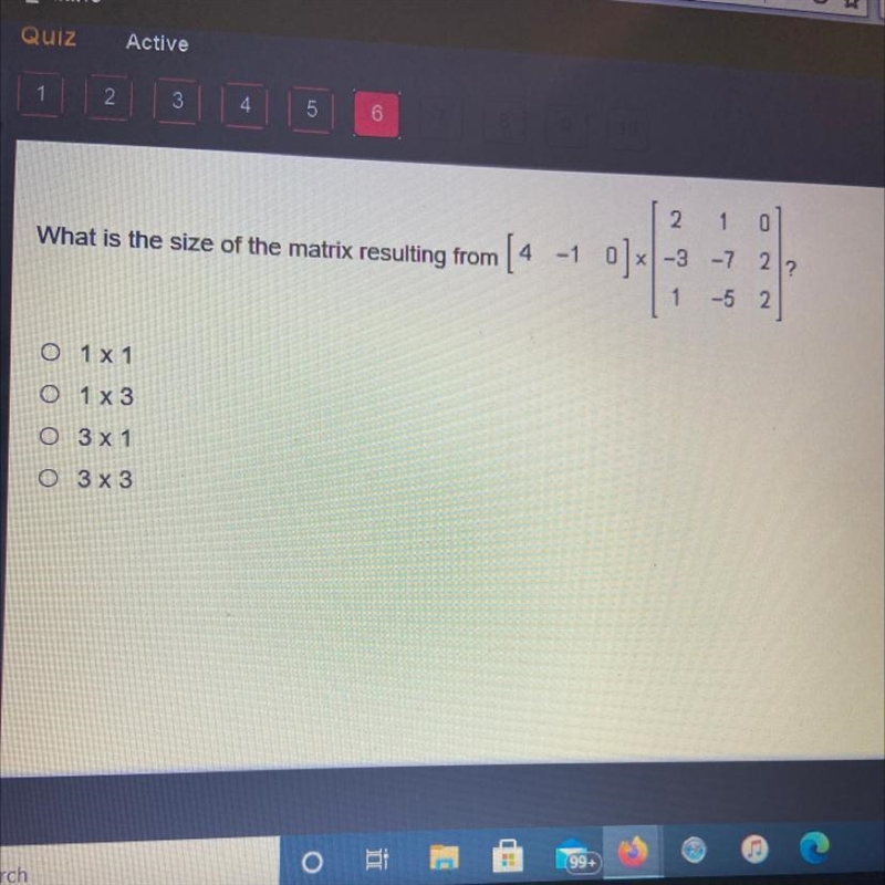 What is the size of the matrix resulting from-example-1