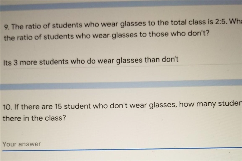 (its part b to question 9 ) If there are 15 students who don't wear glasses how many-example-1