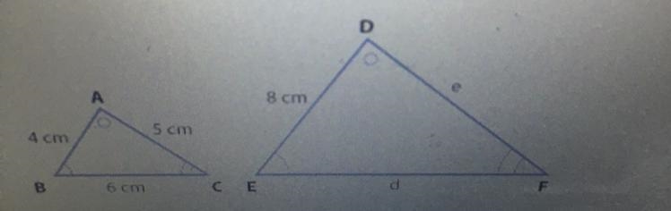 Triangles ABC and DEF are similar. Find e. A.) 11 B.) 12 C.) 10 D.) 9-example-1