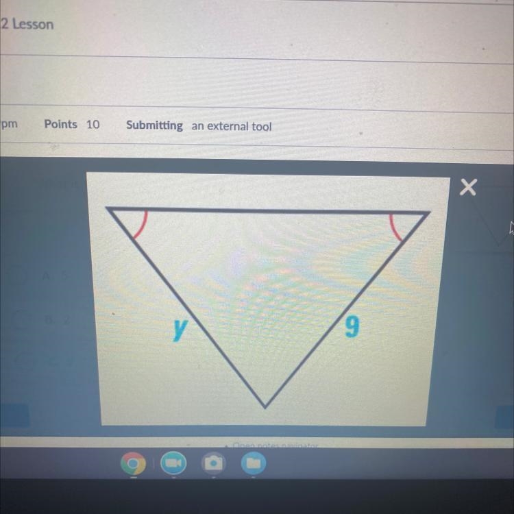 What is the value of y? A.5 B.2 C.9 D.3-example-1