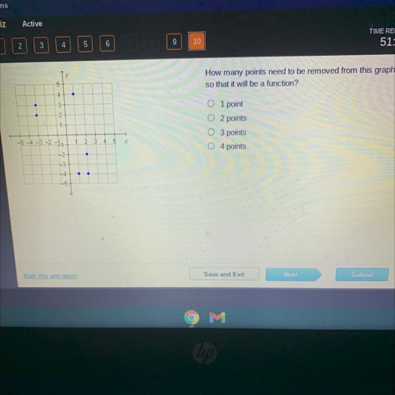 NEED HELP ASAP !!!! How many points need to be removed From this graph so that it-example-1