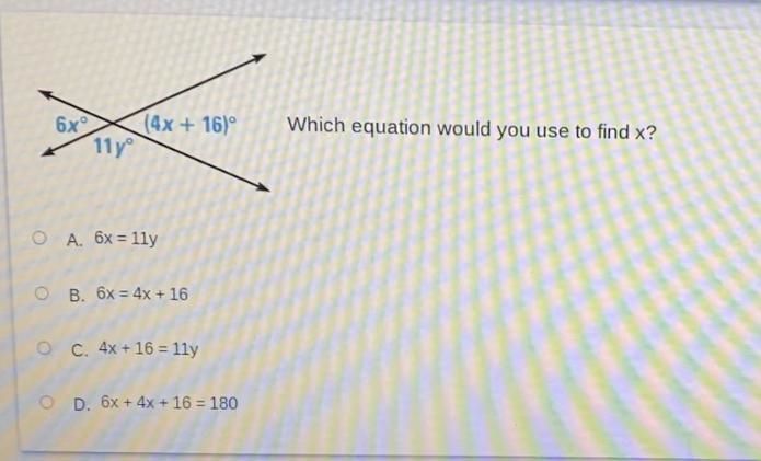 Which equation would you use to find x?-example-1