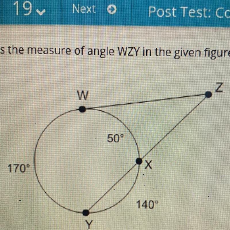 What is the measure of angle WZY in the given figure?-example-1