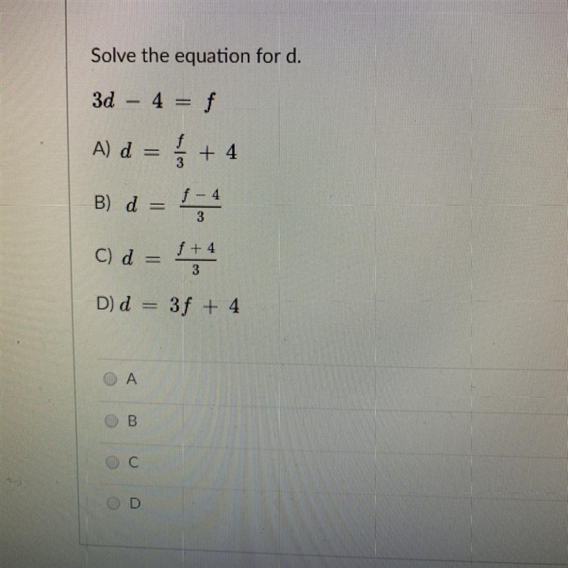 Solve the equation for d.-example-1