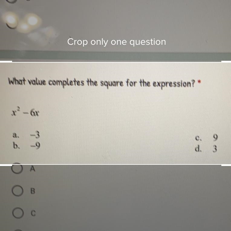 Please help me what value completes the square for the expression??-example-1