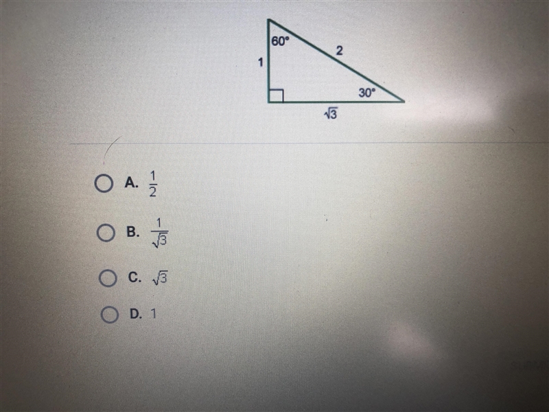 In the triangle below, what is the tangent of 60*?-example-1