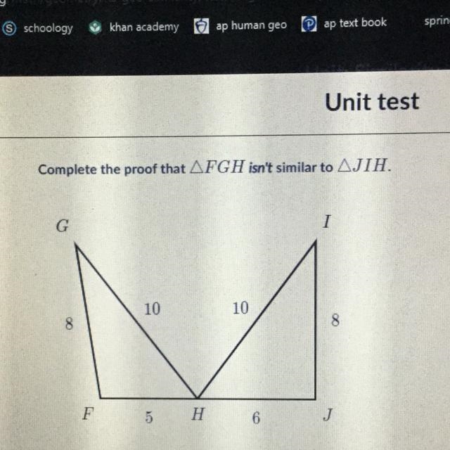 Complete the proof that AFGH isn't similar to AJIH.-example-1