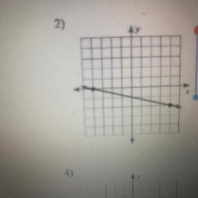 Find the slope y intercept and x intercept and write in y=mx+b-example-1