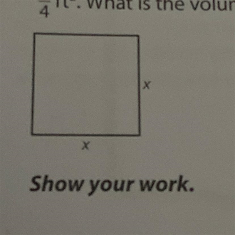 The base of a cube is shown. The area of the base is ft. What is the volume of the-example-1