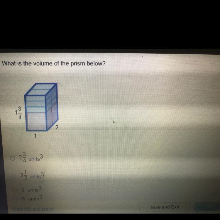 What is the volume of the prism below? Aw 2 23 units $3 3. units 5 units 3 A units-example-1