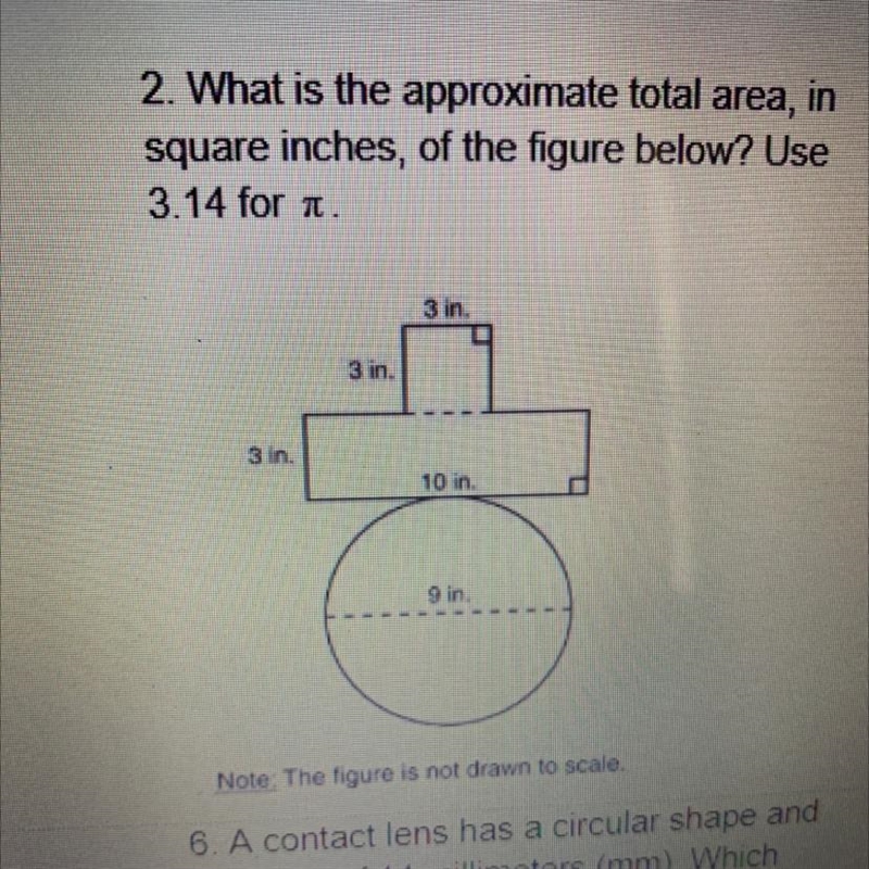 2. What is the approximate total area, in square inches, of the figure pelow? Use-example-1