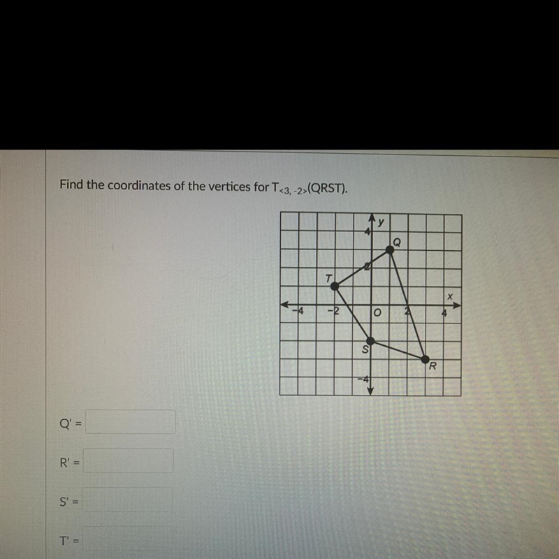 Find the coordinates of the vertices for T23.-2-(QRST). y Q S R Q- RE SE TE-example-1