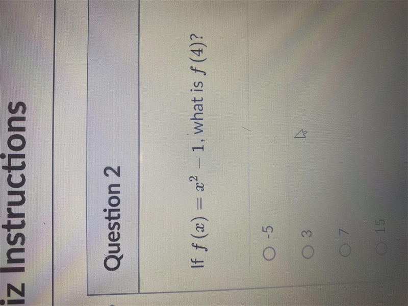 If f(x)=x2-1, what is f(4)?-example-1