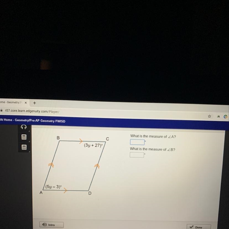 What is the measure of A? And B-example-1