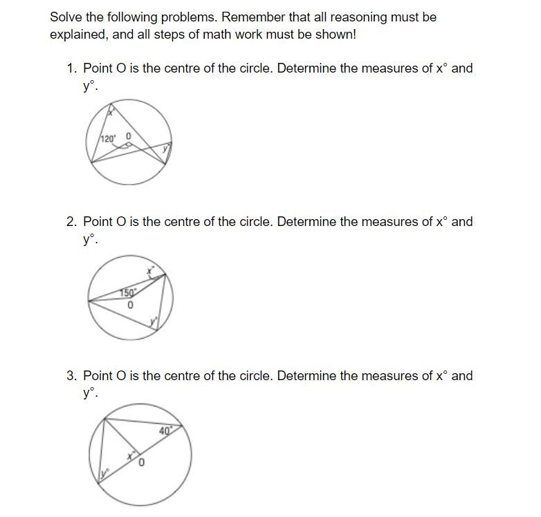 Topic: Central and Inscribed Angles Solve the following problems. Remember that all-example-1