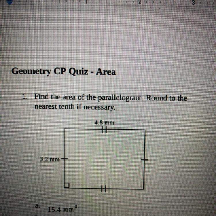 Find the area of the parallelogram round to the nearest tenth if necessary-example-1