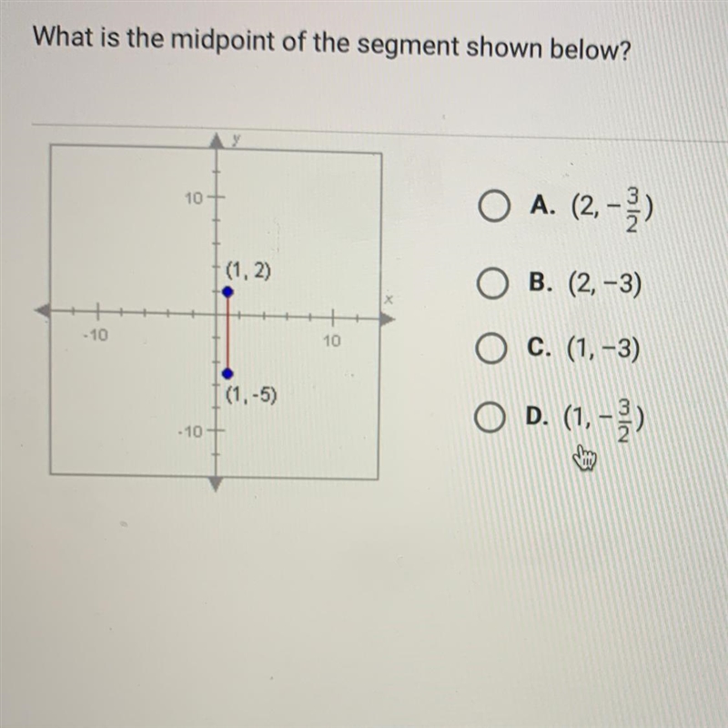 What is the midpoint of the segment shown below?-example-1