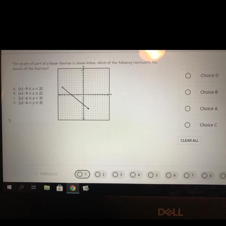 HELP ASAP PLEASE!! The graph of part of a linear function is shown below. Which of-example-1